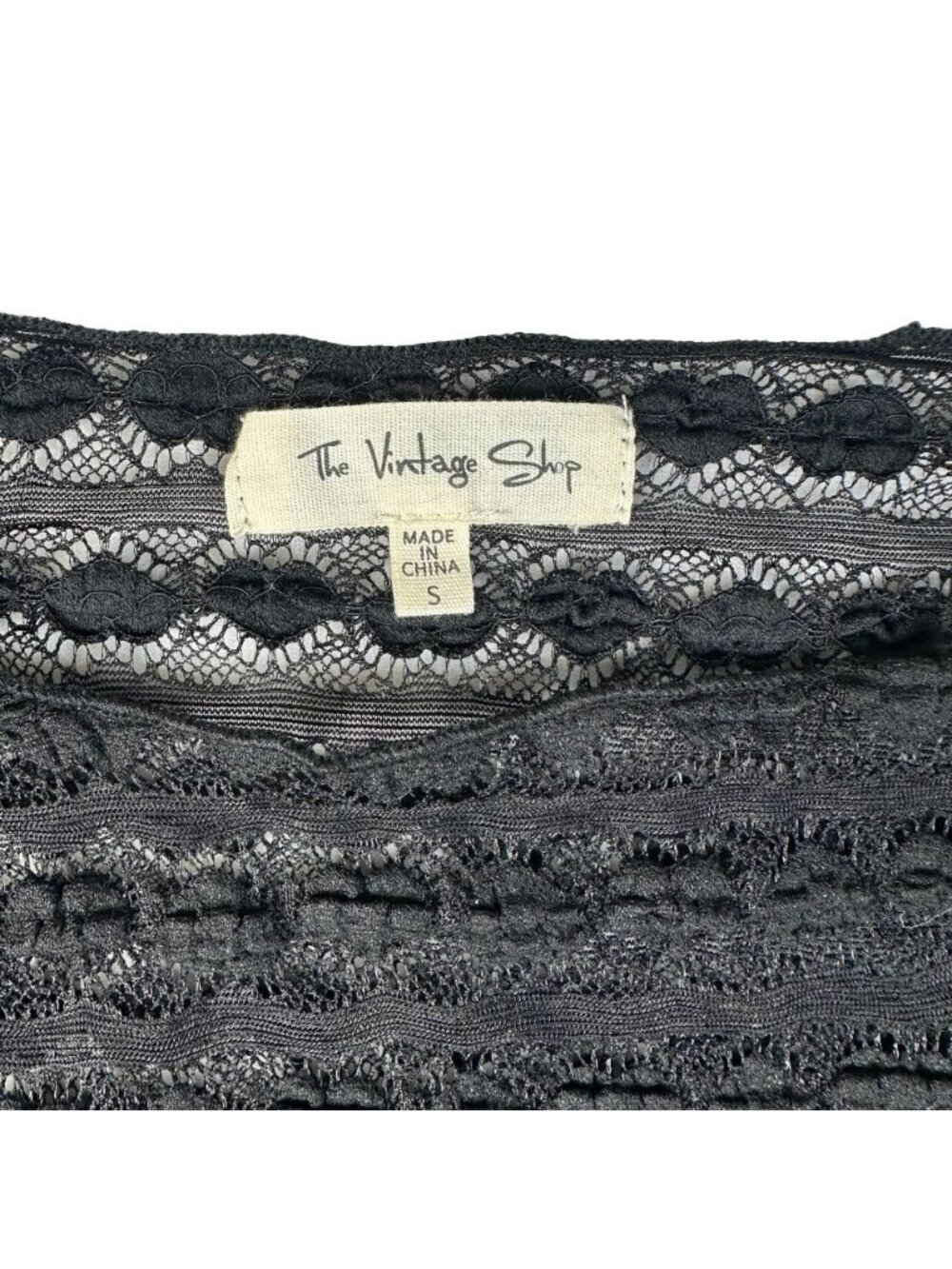 The Vintage Shop Black Heart Textured Knit Sheer Mesh Crop Top LS Small Goth - Picture 10 of 12